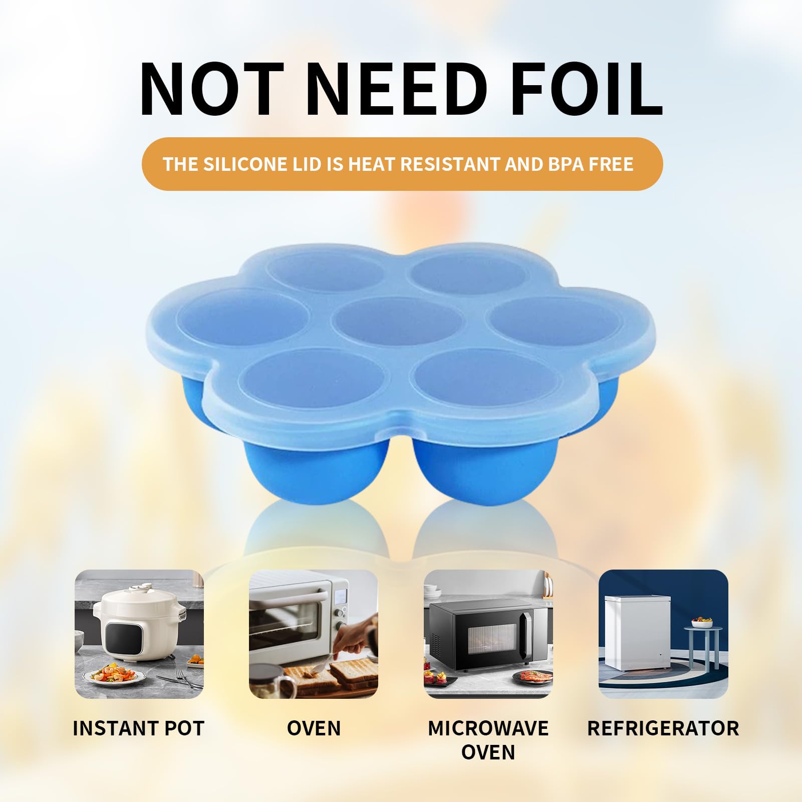 Egg Bite Maker Silicone Air Fryer Egg bite Mold for Instant Pot & Air Fryer Egg Bite Mold for Cooking-egg bites silicone mold with Lid-BLUE