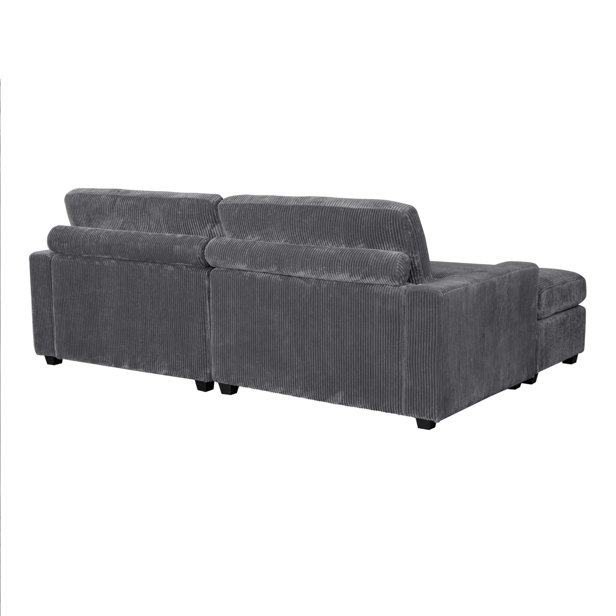 JIVOIT 90'' Square Arm Sofa with Two Detachable Ottomans, Velvet Fabric Sofa Set with Removable Back Cushions and 2 Pillows, Couch for Living Room, Office, Apartment (Grey * 037)