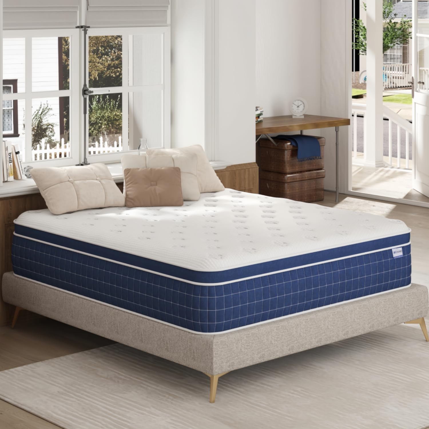 King Size Mattress - Upgrade Strengthen - 12 Inch Firm Hybrid King Mattress in a Box, Mattress King Size With Memory Foam and Independent Pocket Springs, Release Stress, Strong Edge Support