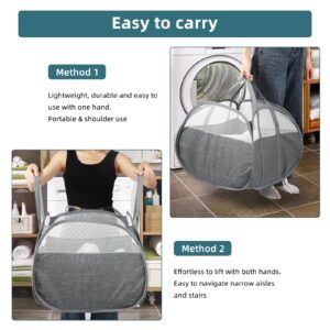 Collapsible Laundry Baskets, 90L Large Foldable Laundry Basket, Tear-proof Pop Up Hampers for Laundry, Dirty Clothes Laundry Hamper for Bedroom, Bathroom, Dorm, Laundry Room, Travel or Camping Grey