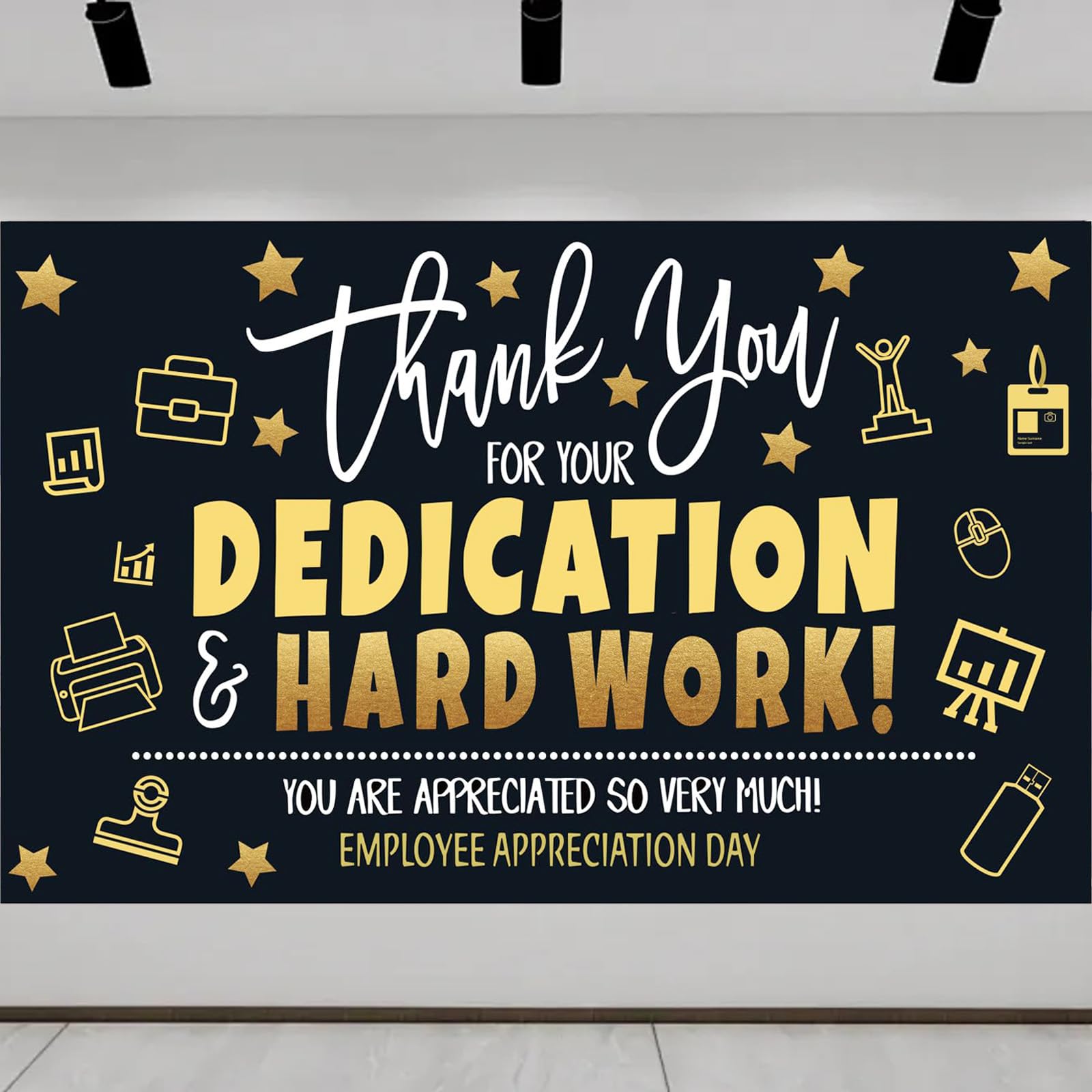 Employee Appreciation Day Banner Backdrop Decorations, We Appreciate You Banner Administrative Professional Day Decorations Background Wall Decor