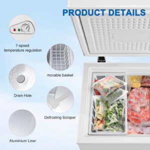 AXUTL Deep Freezer Mini 2.5 Cu.ft Small Chest Freezer RV Portable Freezer White 100-120V AC for Apartment Garage Kitchen Dorm Vehicle Truck Boat Travel Outdoor