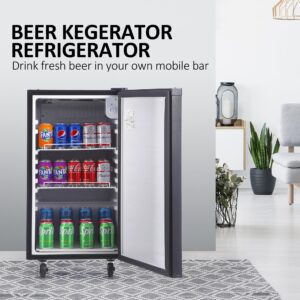 Beer Kegerator, Single Tap Draft Beer Dispenser, Full Size Stainless Steel Keg Refrigerator With Drip Tray, CO2 Cylinder, 32°F- 50°F Temperature Control