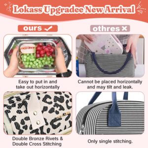 Lunch Bag Women Insulated Lunch Box Wide-Open Lunch Tote Bag Large Drinks Holder Durable Nylon Thermal Snacks Organizer for Men Adults Work Picnic Hiking Beach Fishing, Strawberry Corduroy