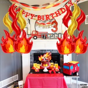 KatchOn, Big Fire Balloons Set - 28 Inch, Pack of 12 | Red and Gold Flame Balloons for Firetruck Birthday Decorations | Flame Decorations for Firefighter Birthday Party Decorations | Fire Decorations