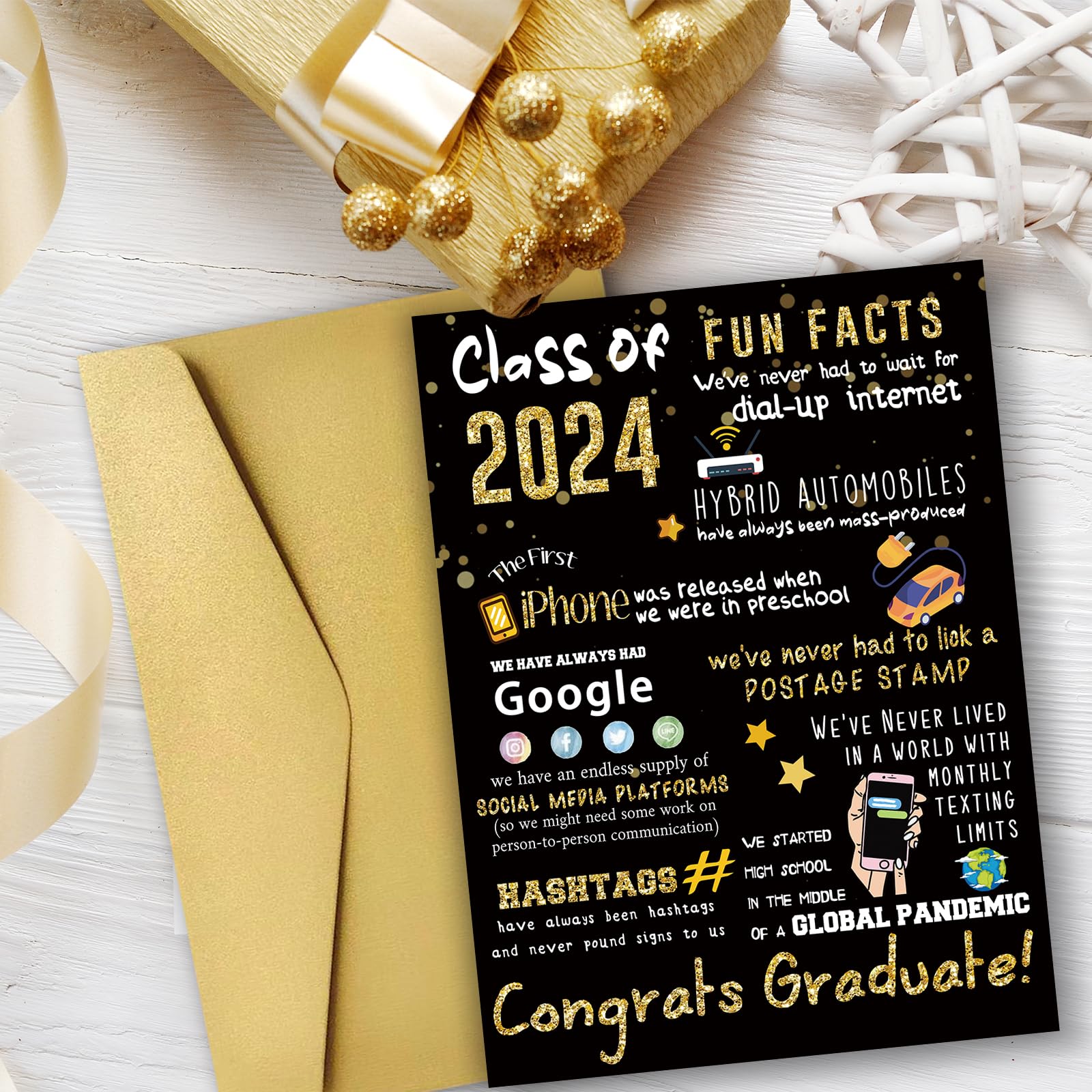 LiuuLi Big 2024 Graduation or Congratulations Card, Graduation Party Decorations for Her Him, Large Graduation Card for Men Women, Graduation Gifts Friends