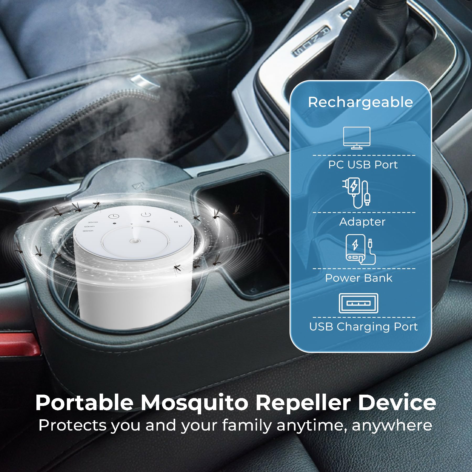 X-PEST Portable Mosquito Repeller Device Outdoor Insect Repellent Effective Mosquito Protection Indoor Natural Ingredients Rechargeable USB Essential Oil Waterless Diffuser 40ft Protection 2 Refills