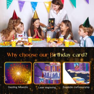 Sliafwh Happy Birthday Cards Includes Envelope, 3D Pop Up with Song, Blow Out LED Light Candle then Firework, Funny Gift for Women, Men, Mom, Dad, Sister, Kids (Upgrade)