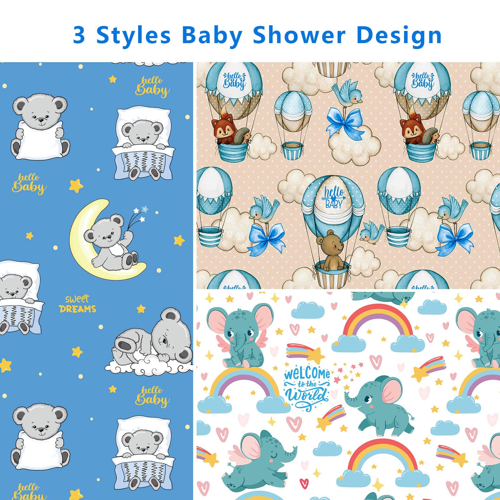 BOLIANNE Baby Shower Wrapping Paper - Gift Wrapping Paper for Boys Girls Kids with Cute Baby Bears Elephants Hedgehogs, 6 Large Sheets Baby Gift Wrap for Birthday Holiday, 27 X 37 Inch