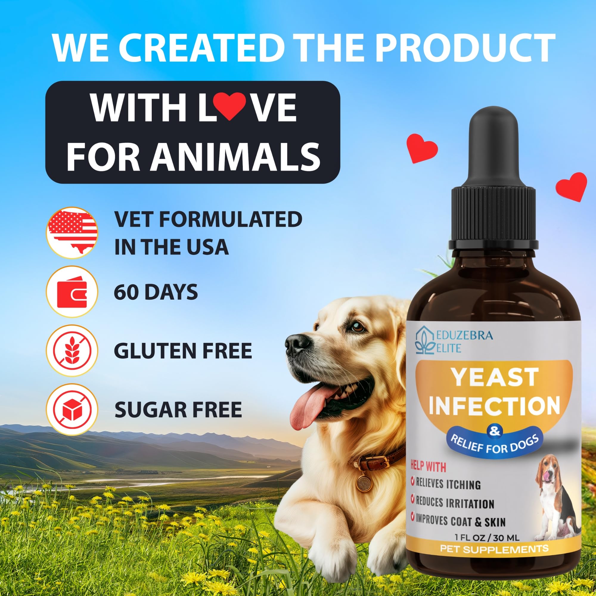 Yeast Infection Treatment for Dogs - Reduces Irritation & Inflammation - Soothing Itch Relief, Ear Infection Treatment