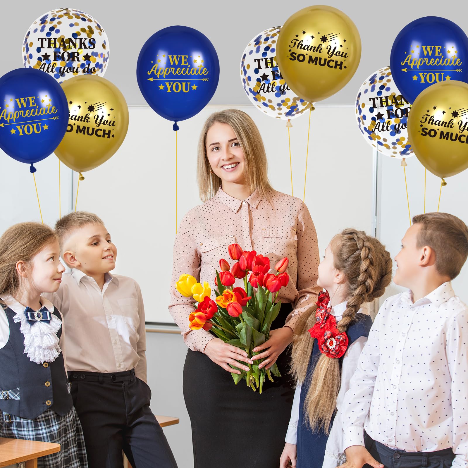 Thank You Balloons Blue Gold We Appreciate You Decorations 50 Pcs Thanks for All You Do & We Appreciate You Balloons Coworker Employee Staff Appreciation Gifts Graduation Appreciation Party