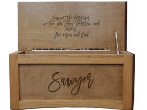 personalized engraved wooden toy box - blanket chest - memorial box - hope chest - webb ranch specialties (fruitwood)