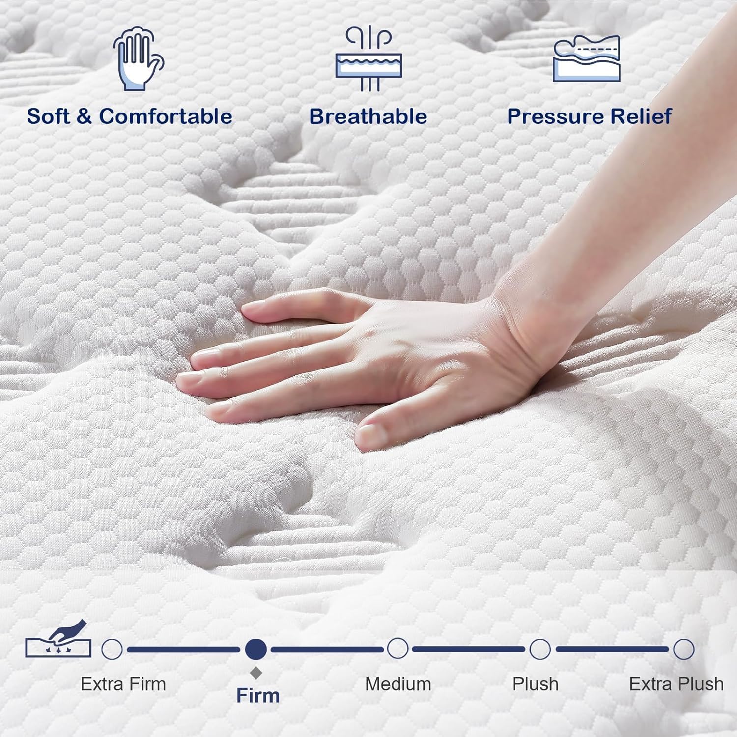 King Size Mattress - Upgrade Strengthen - 12 Inch Firm Hybrid King Mattress in a Box, Mattress King Size With Memory Foam and Independent Pocket Springs, Release Stress, Strong Edge Support