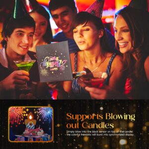 Sliafwh Happy Birthday Cards Includes Envelope, 3D Pop Up with Song, Blow Out LED Light Candle then Firework, Funny Gift for Women, Men, Mom, Dad, Sister, Kids (Upgrade)