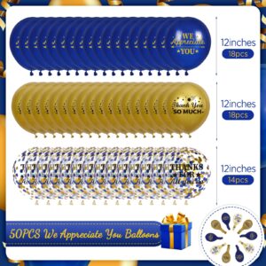 Thank You Balloons Blue Gold We Appreciate You Decorations 50 Pcs Thanks for All You Do & We Appreciate You Balloons Coworker Employee Staff Appreciation Gifts Graduation Appreciation Party