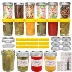 brajttt mason jars 8 oz, glass jars with regular lids and bands,16 pcs canning jars jelly jars, ideal for jam, honey,diy spice jars, dessert