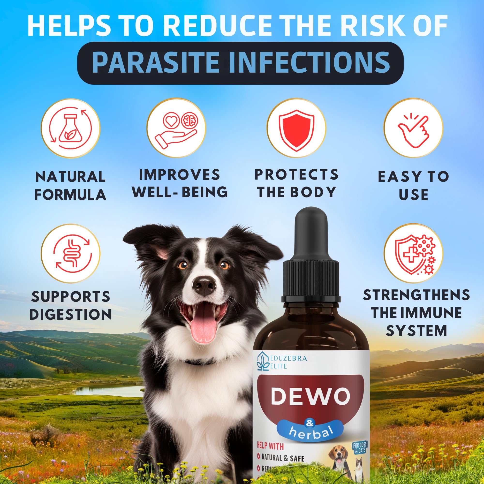 Cats and Dogs Natural Broad Spectrum Treatment - Against Parasites and Toxins - Herbal Medicine Support - All Breeds and Size - Puppy & Kitten