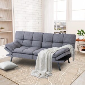 hcore convertible couch, memory foam futon sleeper, loveseat sofa bed sofabed, dark grey