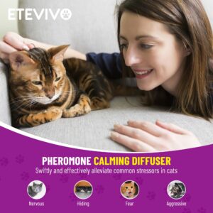 ETEVIVO Cat Pheromones Calming Diffuser Cat Anxiety Relief Pheromones for Cats Promotes Well-Being & Comfort Cat Calming Diffuser with 2 Refills 60 Days Long Lasting Serenity