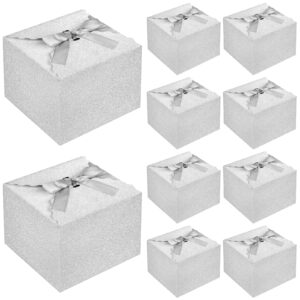 honeygifts sliver gift boxes, paper treat boxes glitter candy box with ribbon for wedding cookie chocolates small gifts