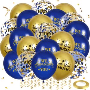 thank you balloons blue gold we appreciate you decorations 50 pcs thanks for all you do & we appreciate you balloons coworker employee staff appreciation gifts graduation appreciation party