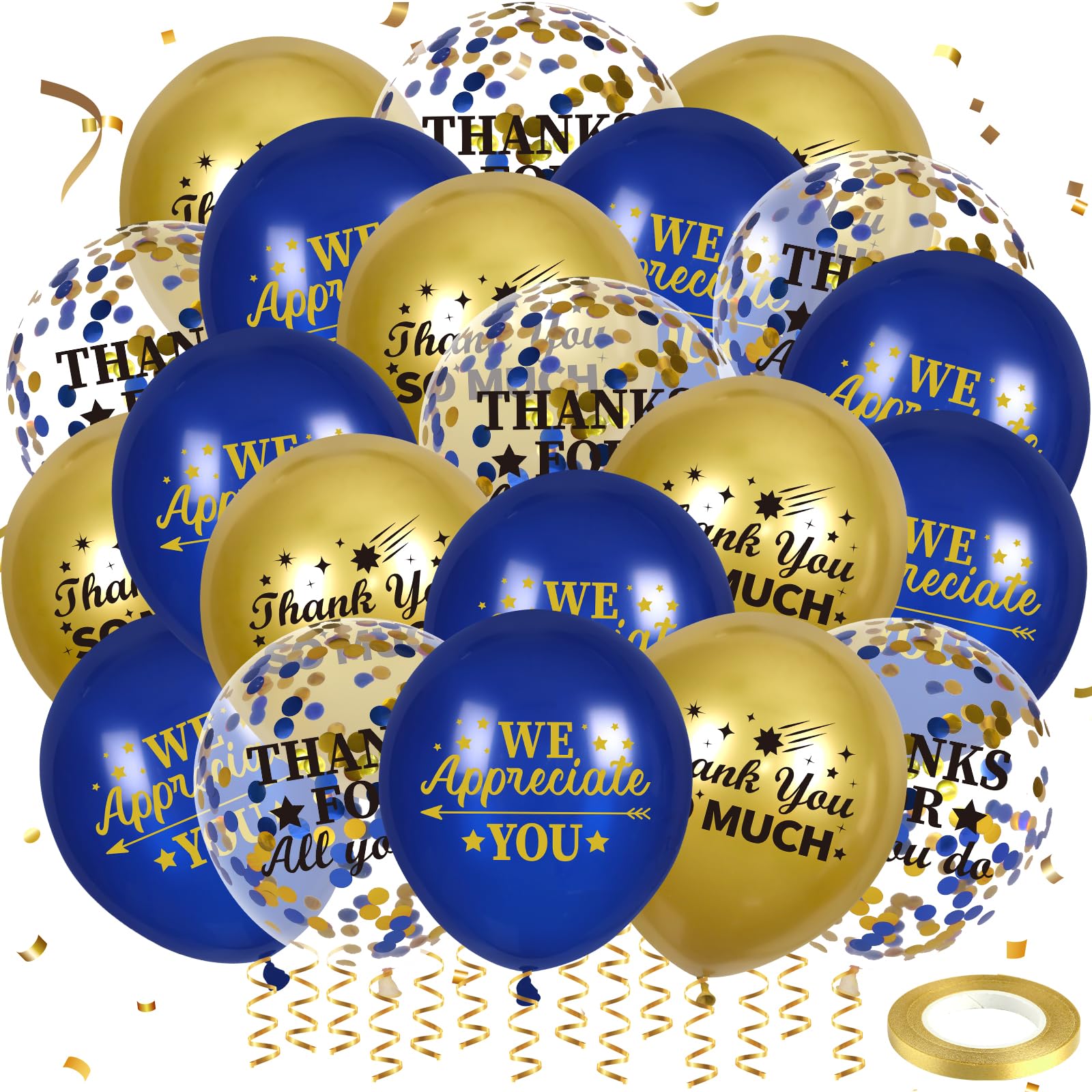 Thank You Balloons Blue Gold We Appreciate You Decorations 50 Pcs Thanks for All You Do & We Appreciate You Balloons Coworker Employee Staff Appreciation Gifts Graduation Appreciation Party