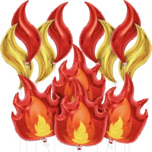 katchon, big fire balloons set - 28 inch, pack of 12 | red and gold flame balloons for firetruck birthday decorations | flame decorations for firefighter birthday party decorations | fire decorations