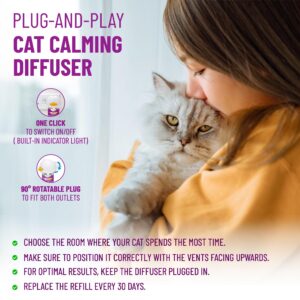 ETEVIVO Cat Pheromones Calming Diffuser Cat Anxiety Relief Pheromones for Cats Promotes Well-Being & Comfort Cat Calming Diffuser with 2 Refills 60 Days Long Lasting Serenity