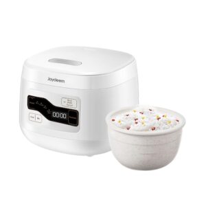 joydeem ceramic rice cooker fd20s-w, 3 cups uncooked rice cookers with pure ceramic inner pot, 24h dealy start, 2l, white