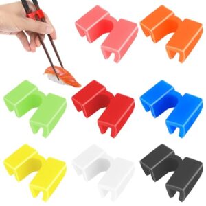 chopstick helpers for beginners, mabor 8 pairs training chopstick hinges reusable connector multicolor training chop sticks easy use for adults, kids, beginner, trainers or learner