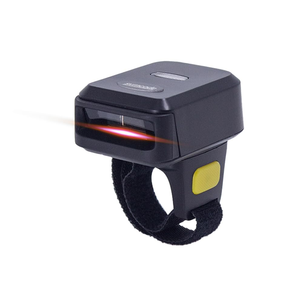 1D Barcode Scanner Portable Finger Handheld Wearable Ring Bar Code Reader BT+2.4G Wireless and Wired Connection with Offline Storage Support for Windows PC Computers Supermarket Library Express