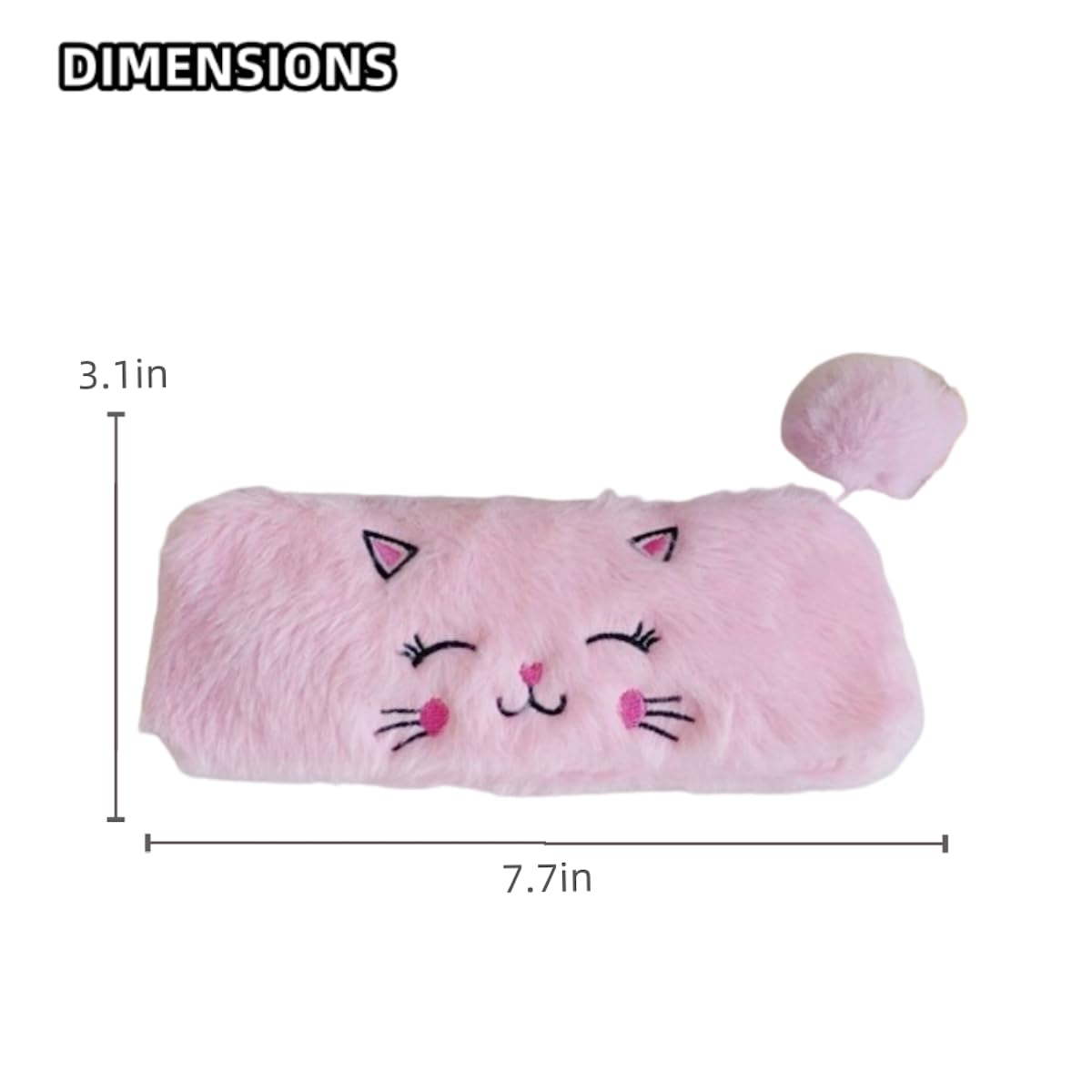 Cat Plush Pen Pouch Box with 2Pcs Kawaii Pens Cute Pen Organizer Case Aesthetic Adorable Estuche para Lapices (Pink)