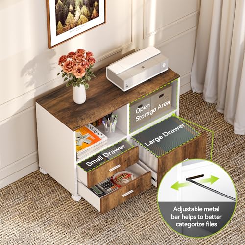 LITTLE TREE 63-inch L-Shaped Executive Computer Desk and File Cabinet, Office Desk with Drawers Filing Cabinet,Credenza Desk Set for Home Office