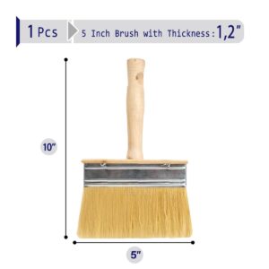 BKTLCAU Deck Brush for Deck Stain Applicator，5” Paint Brush for Quick Decking，Stain Brushes for Walls and Furniture Paint Application，Wide Paint Brushes, Wooden, 5-inch