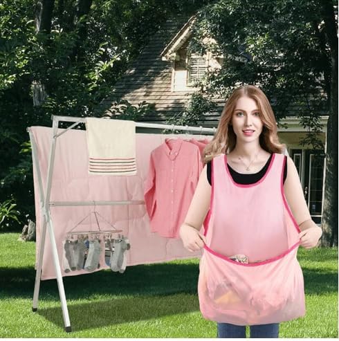 Portable Clothes Drying Apron, 2024 New Portable Clothes Drying Air Clothes Apron, Home Outdoor Sleeveless Laundry Apron (Color-A)