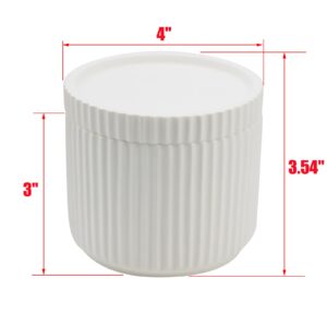 MY MIRONEY 12oz Cotton Swab Container with Lid, Diatomaceous Earth Cotton Swabs Holder White Round Storage Canisters for Cotton Swabs, Cotton Balls, Makeup, Bathroom Accessories