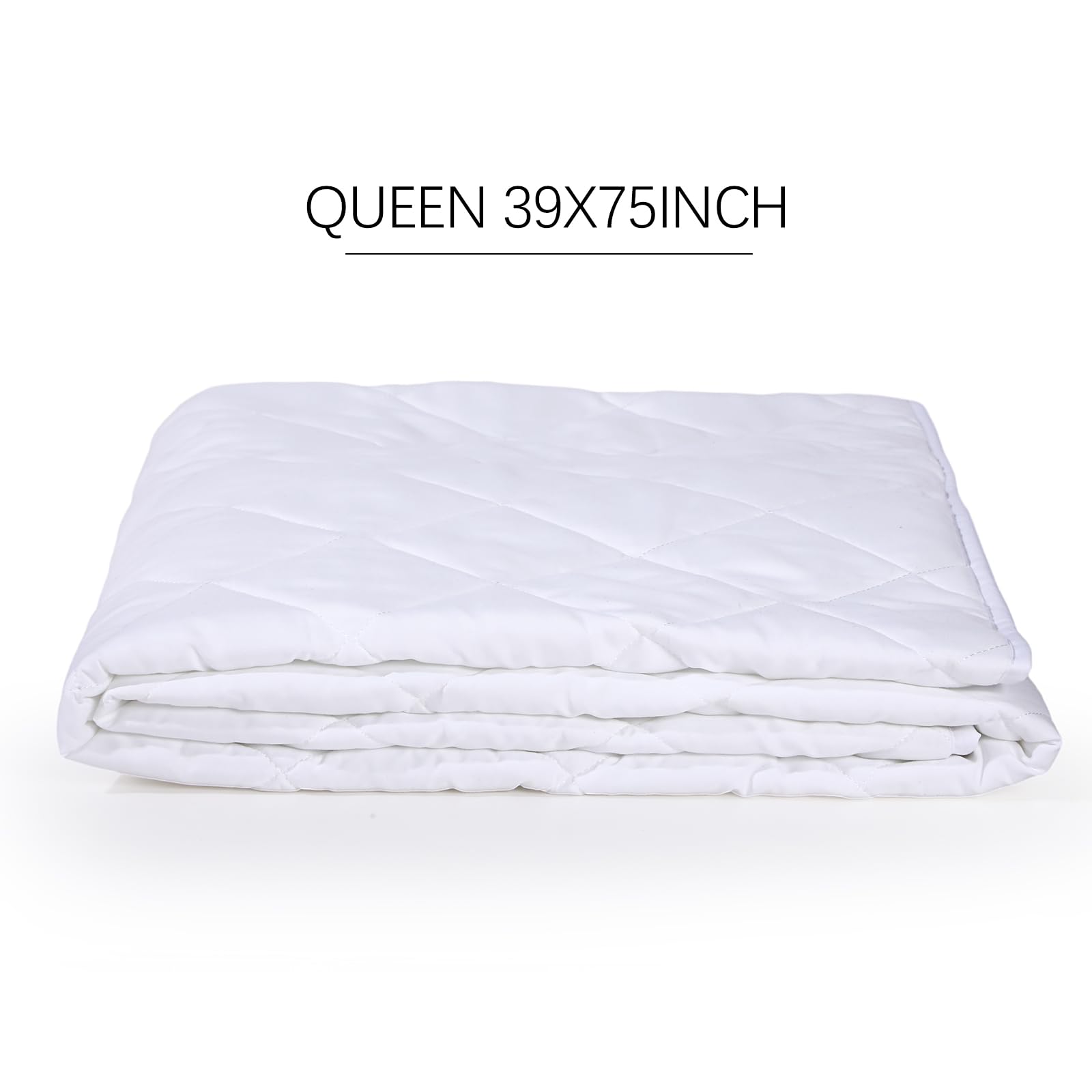 Newwiee 2 Pcs Queen Size Mattress Protector with Elastic Straps Slightly Waterproof Quilted Mattress Cover Pad Microfiber Mattress Topper Noiseless Fitted Mattress Bed Protector (75 x 39)