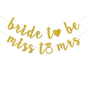 innoru bride to be miss to mrs banner, bridal shower party garland bunting bachelorette party decorations supplies, wedding engagment banner gold glitter