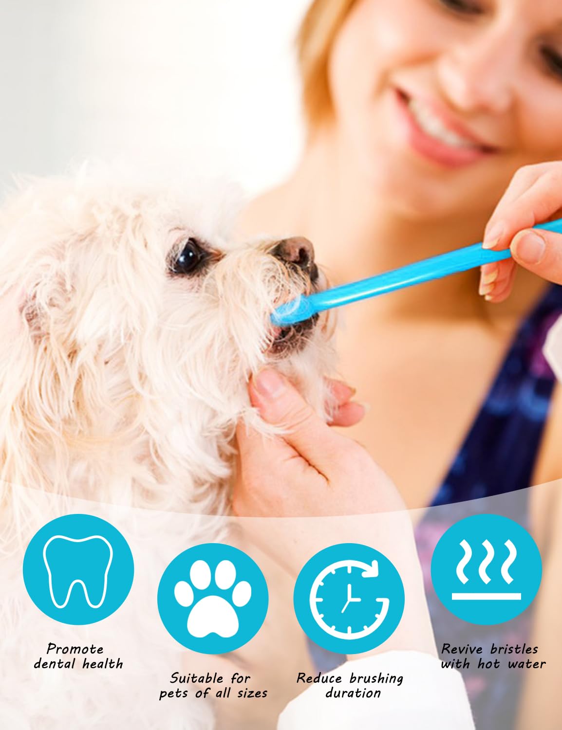 100 Pcs Dog Toothbrush Dog Tooth Brush Double Headed Dog Tooth Brushing Kit Soft Bristles Dog Tooth Brush Long Handle Toothbrush For Dogs Cat And Most Pets Toothbrush Best Dog Teeth Cleaning -Blue