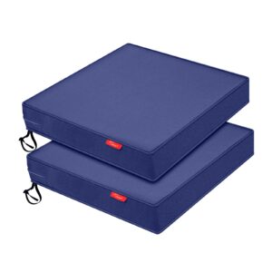 pcinfuns outdoor chair cushion 24 x 24 x 3 inch water resistant & fade resistant patio furniture cushions with removable cover and adjustable straps set of 2,deep blue