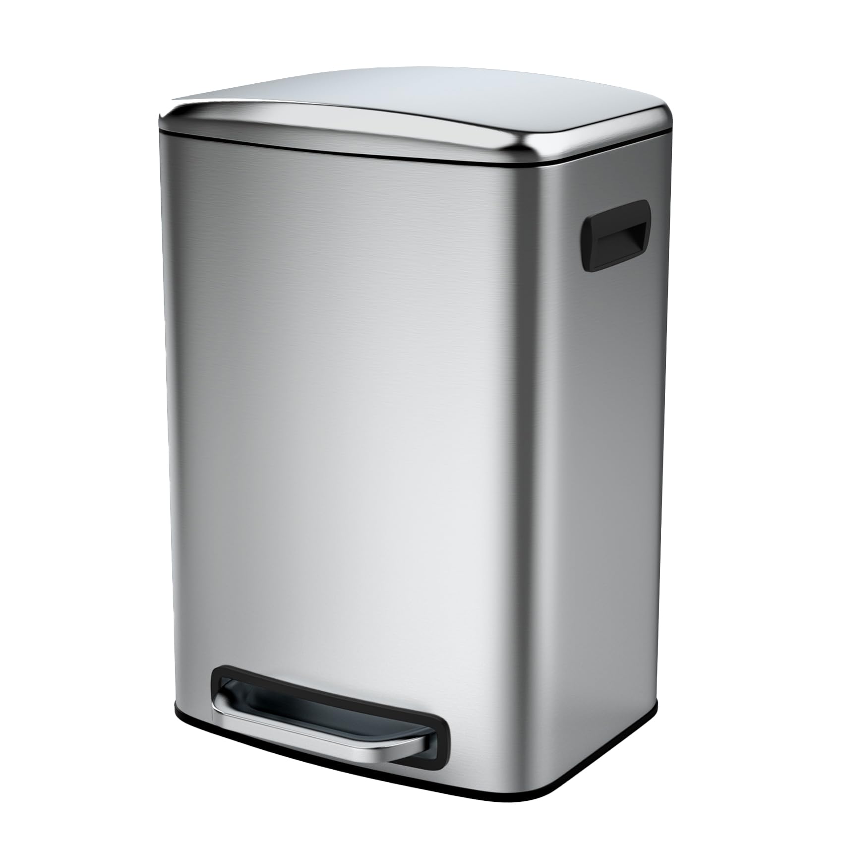 Ufurpie Rectangular 13 Gallon Trash Can with Foot Pedal, Kitchen Stainless Steel Thickened Trash Can with Soft Close Lid, 50L Large Garbage Can Perfect for Bedroom, Living Room, Bathroom, Office