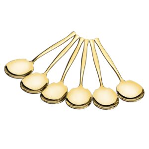 Cinkyou Large Serving Spoons set of 6 Pieces, Stainless Steel Large Buffet Serving Utensils, Gold