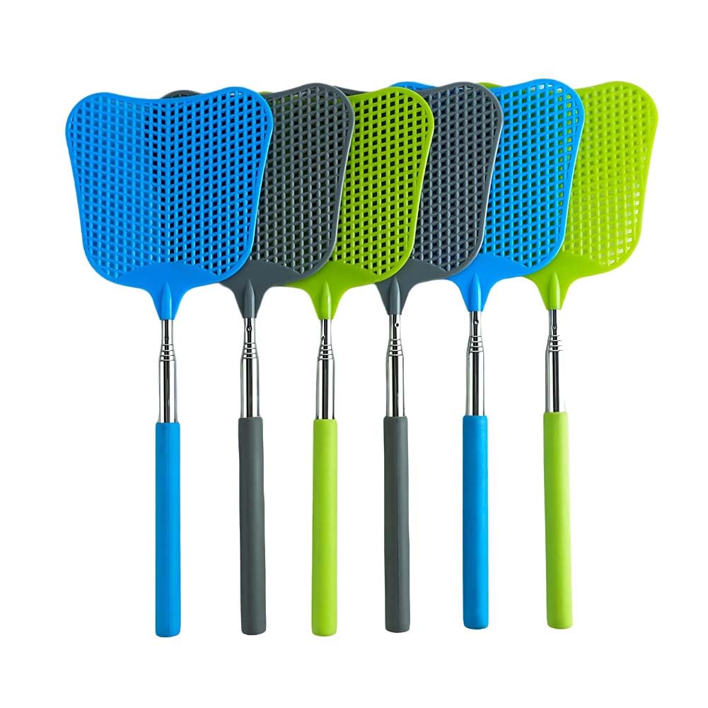 6 Packs Fly Swatter Telescopic Flyswatter Heavey Duty Set Stainless Steel Extendable Handles