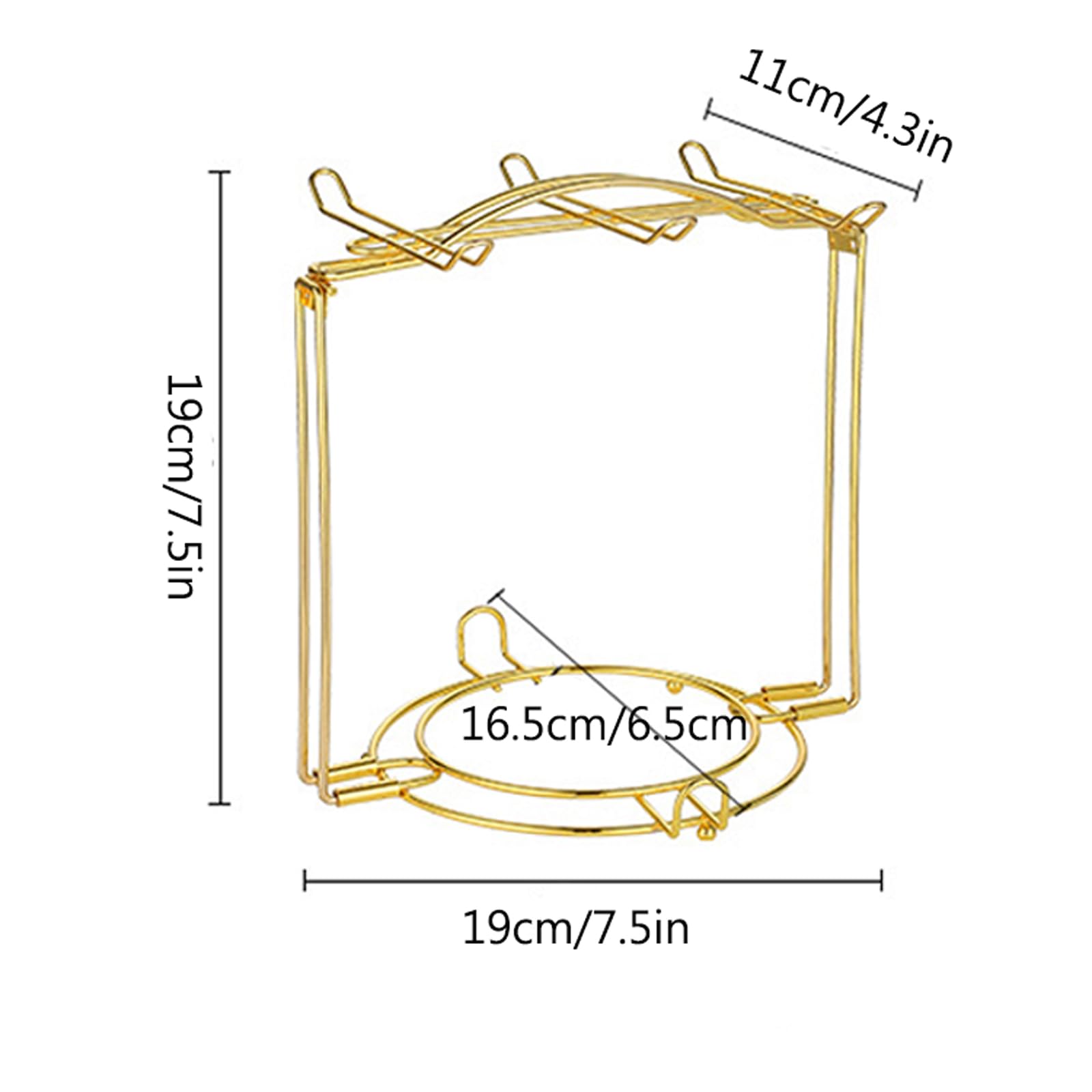 SJORHNUS Tea Cups Holder,Gold Metal Coffee Cup Tea Cups Rack,Foldable Organizer for Coffee Cup Spoon and Saucers