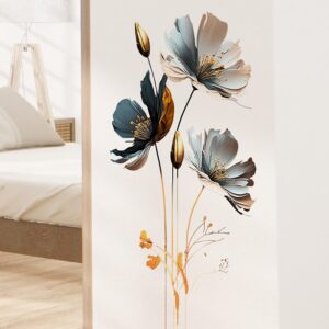 cnuser 3d wall stickers diy flower wall decal removable waterproof wall art decor for bedroom living room offices home decoration (floral)