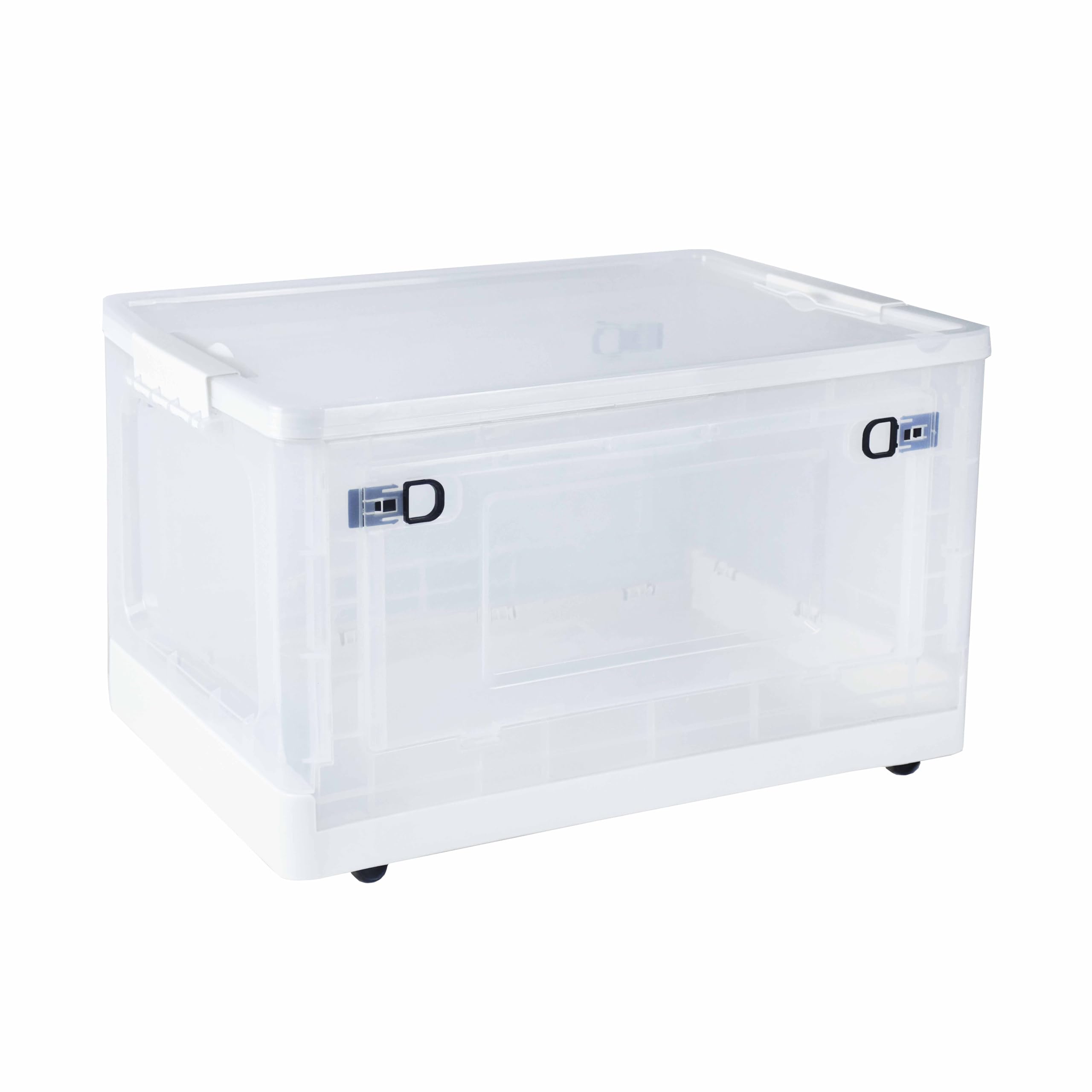 Stackable Storage Bins, 48.7 QT Closet Organizers and Storage, Collapsible Clear Storage Bins with Lids and Wheels for Bedroom Toy Storage Bins Pantry Storage Organizer Bins