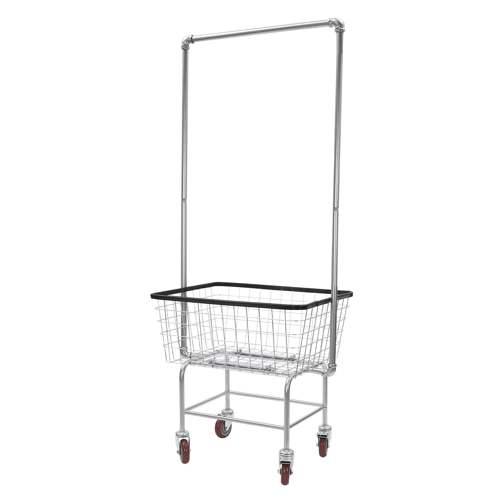 Rolling Laundry Hamper Basket Cart Metal laundry basket with Wheels & Wire Storage Rack and Hanging Rack Wire Basket Cart Commercial Rolling Laundry Butler