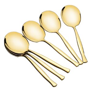 cinkyou large serving spoons set of 6 pieces, stainless steel large buffet serving utensils, gold