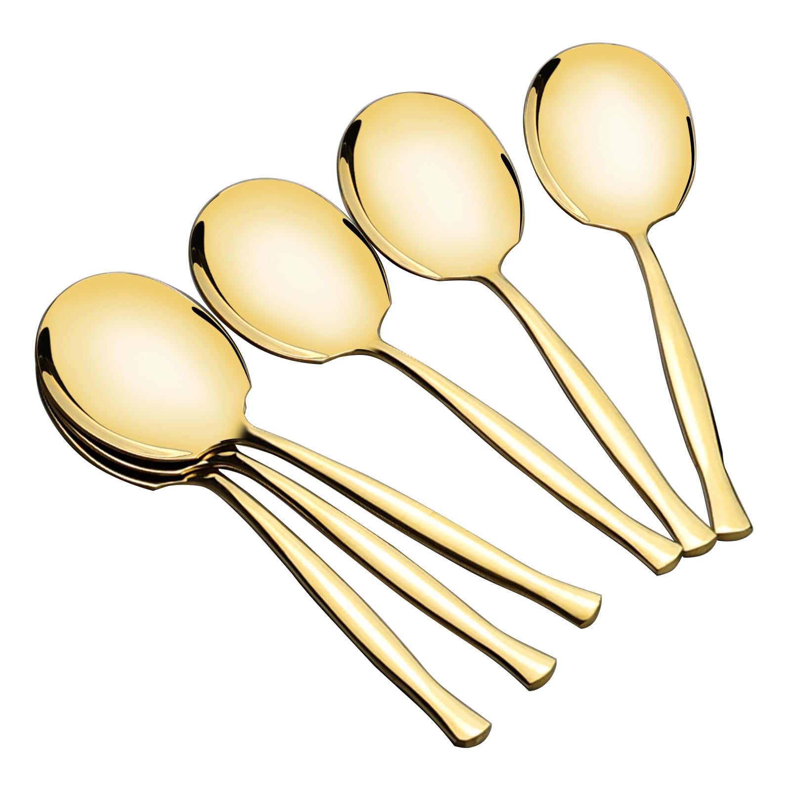 Cinkyou Large Serving Spoons set of 6 Pieces, Stainless Steel Large Buffet Serving Utensils, Gold