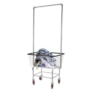 Rolling Laundry Hamper Basket Cart Metal laundry basket with Wheels & Wire Storage Rack and Hanging Rack Wire Basket Cart Commercial Rolling Laundry Butler